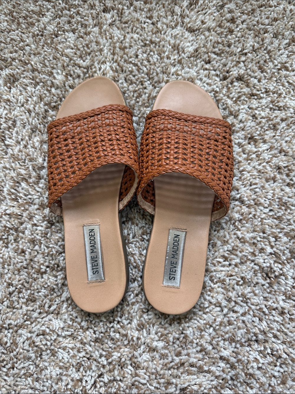 Steve Madden Woven Slide Sandals - Tan Brown